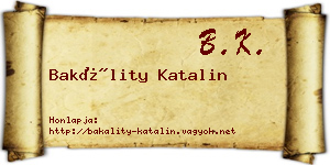 Bakálity Katalin névjegykártya